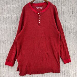 Boulder Creek Henley Thermal Shirt Mens 3XL Red Pullover Long Sleeve Waffle Knit